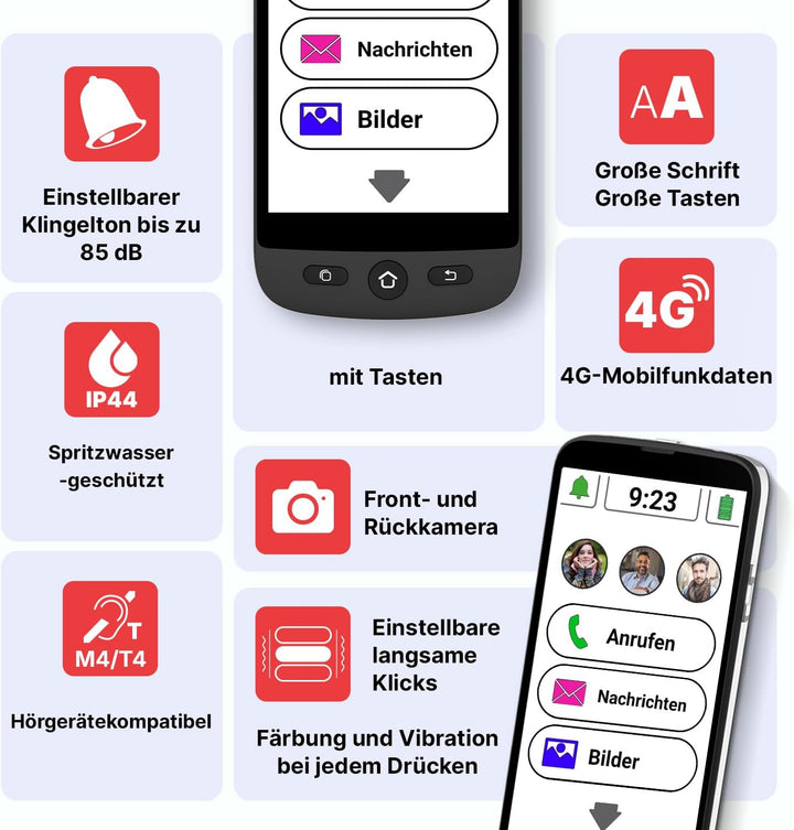 swissvoice - Smartphone S510-M + Magnetisches Ladekabel + Schutzhülle mit Kartenfach - Einfach zu be