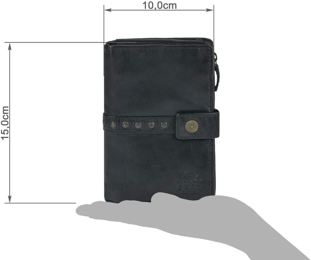 Bear Design Portemonnaie Damen Geldbörse Leder 10x15cm Geldbeutel Cow Lavato schwarz