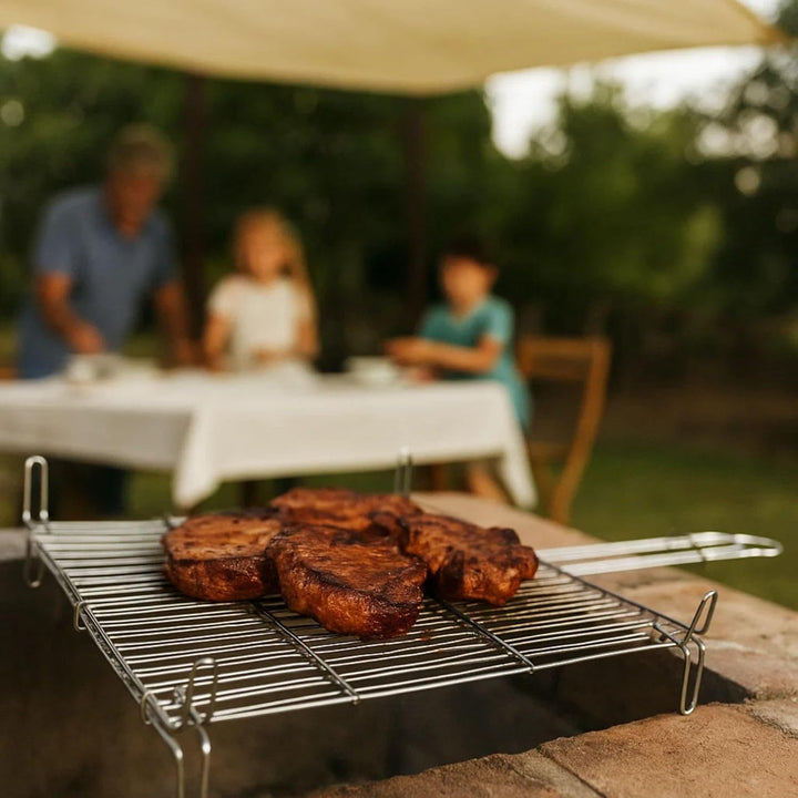 Algon Parrilla Grande Doble Grillrost, Edelstahl, Silber, 50 x 50 cm