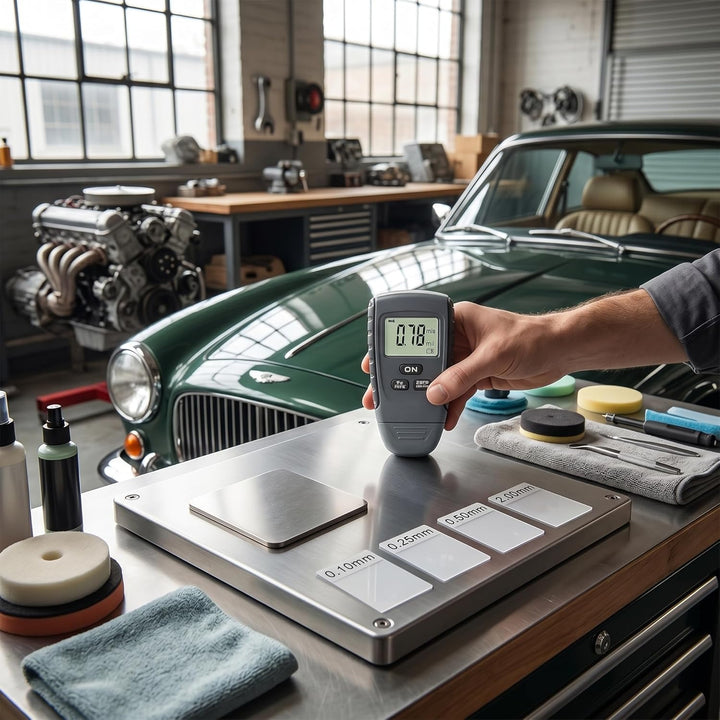 Greensen Schichtdickenmessgerät mit Hintergrundbeleuchtung LCD Anzeige, Auto Lackschichtenmesser für
