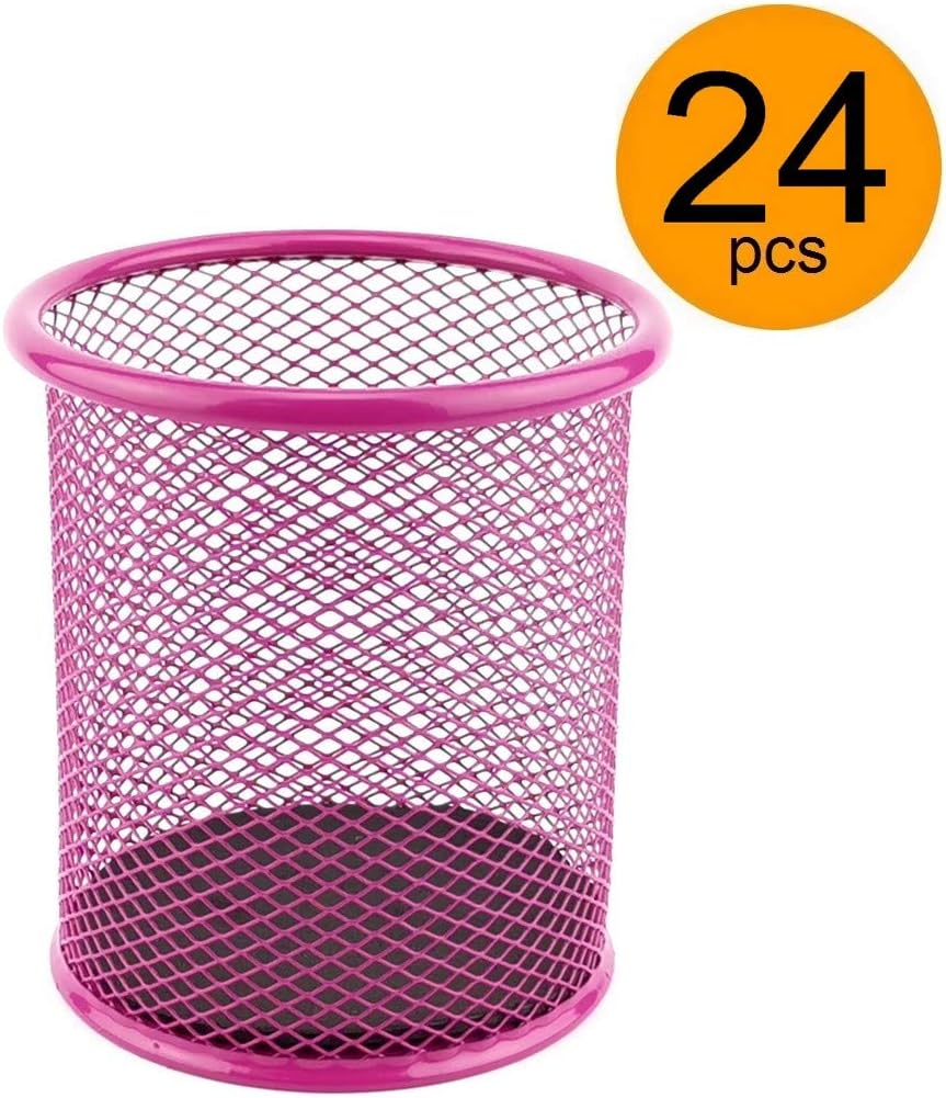 Leviatan Metall Stifteköcher 24 Stück | Stiftehalter rund aus Drahtmetall | Mesh Multifunktions Bech