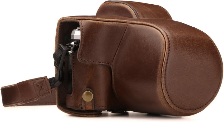MegaGear Olympus OM-D E-M10 Mark III (14-42mm) Ever Ready Leder Kamera-Case mit Trageriemen und Batt