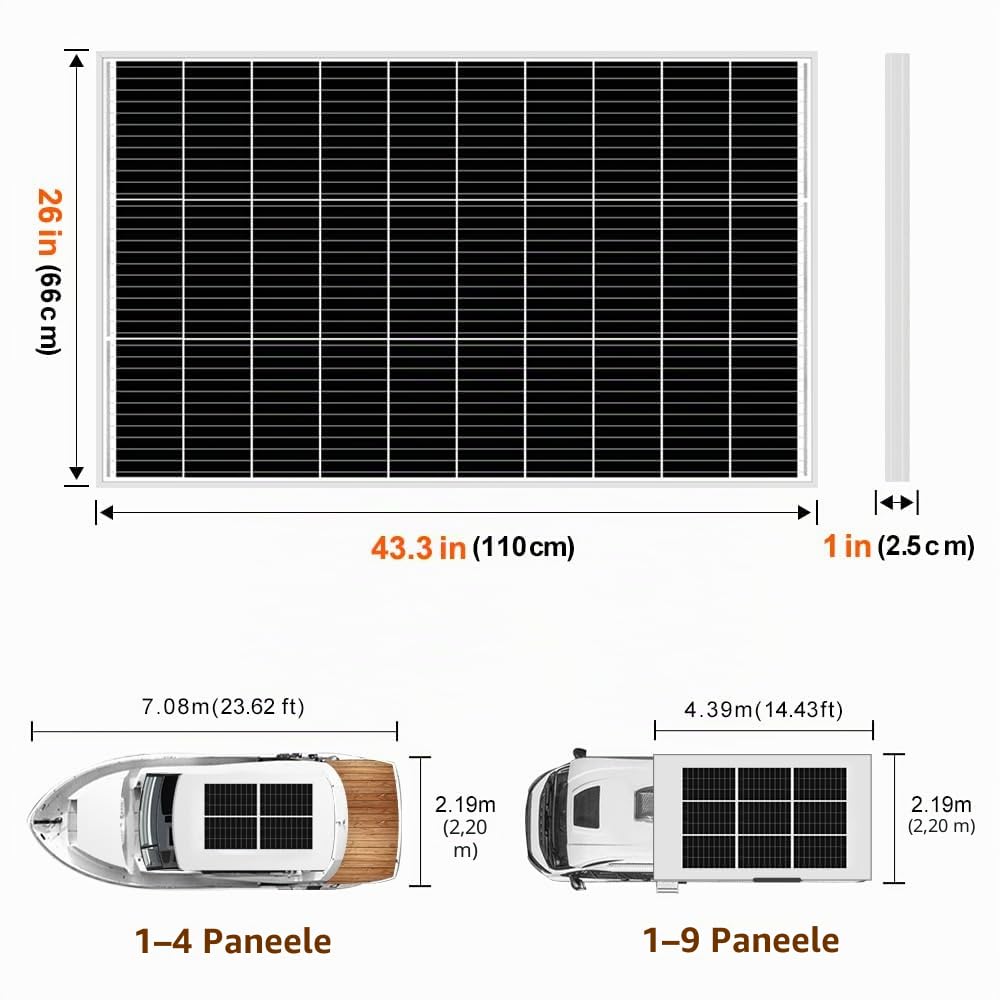 DOKIO 150W Solarpanel Gehärtetes Solarglas (ROBUST UND LANGLEBIG) Mono (EFFIZIENT) Einfache Installa