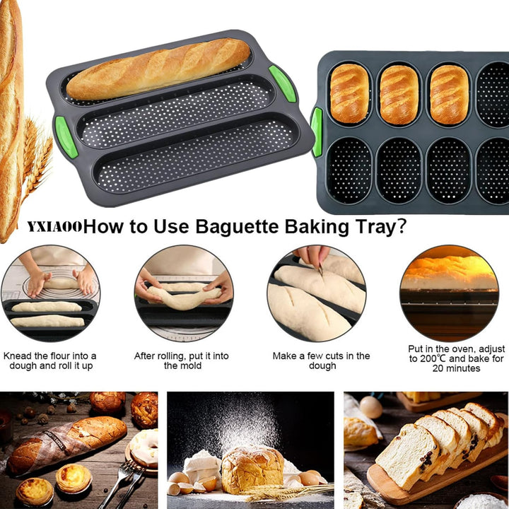 YXIAOO Backform Baguette Backblech Brötchen Brotbackformen Baguetteblech Backen von Baguettebrot Bro