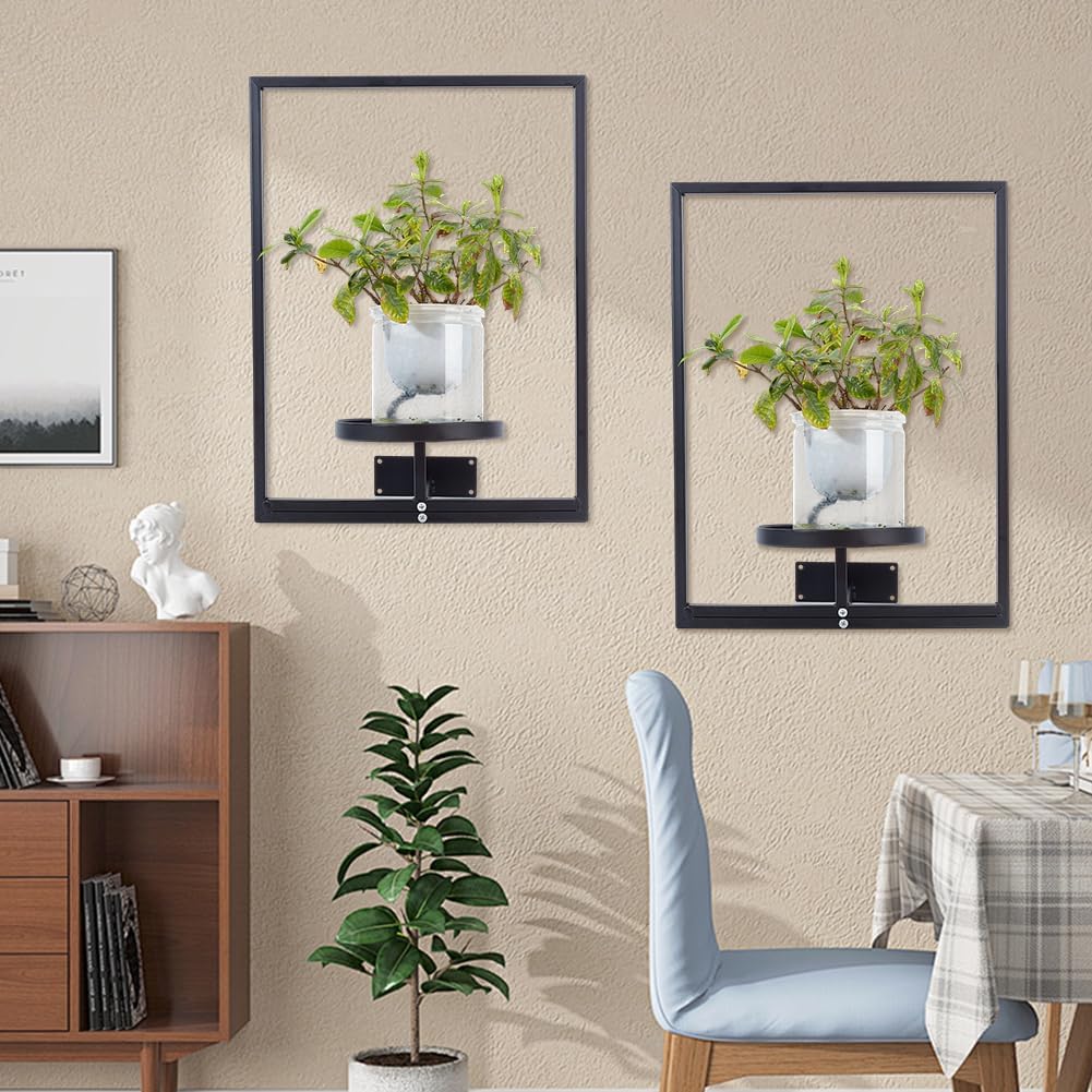 OLYCRAFT 2 Set Bilderrahmen Pflanzenhalter Für Die Wand Schwarze Pflanzenregale Aus Metall Für Fenst