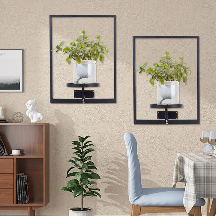 OLYCRAFT 2 Set Bilderrahmen Pflanzenhalter Für Die Wand Schwarze Pflanzenregale Aus Metall Für Fenst