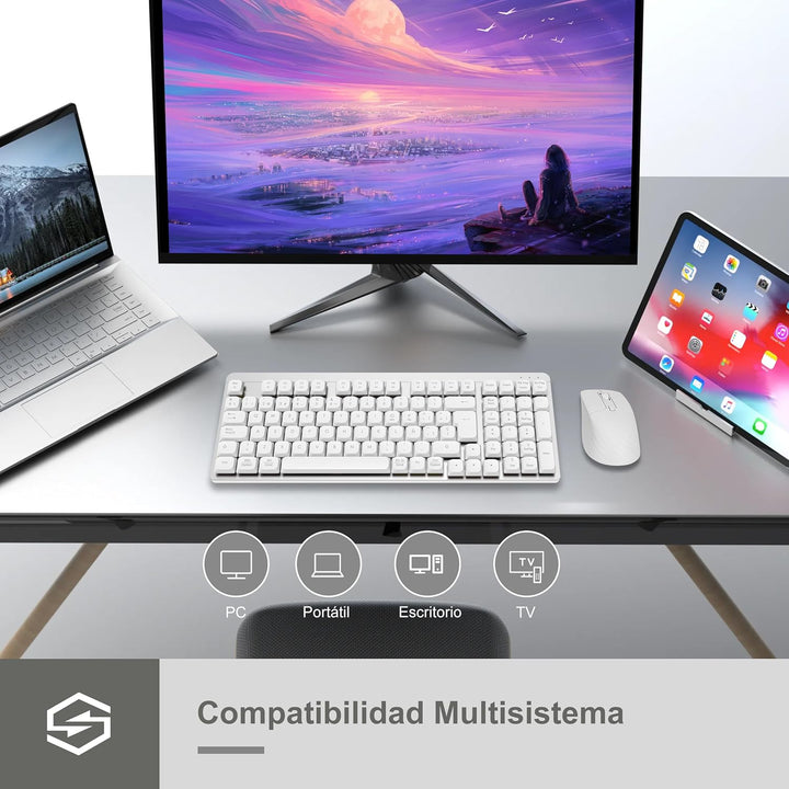 LeadsaiL FA98 Mechanische Tastatur mit niedrigem Profil, kabellose Tastatur und Maus mit rotem Switc