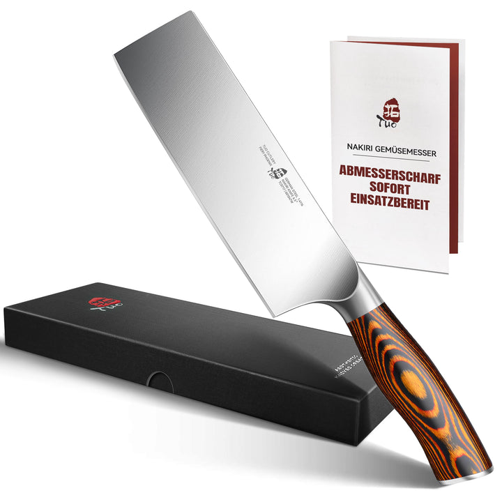 TUO Nakiri Messer Japanisches Kochmesser 16.5cm Deutsches Edelstahl Küchenmesser mit Pakkawood Griff