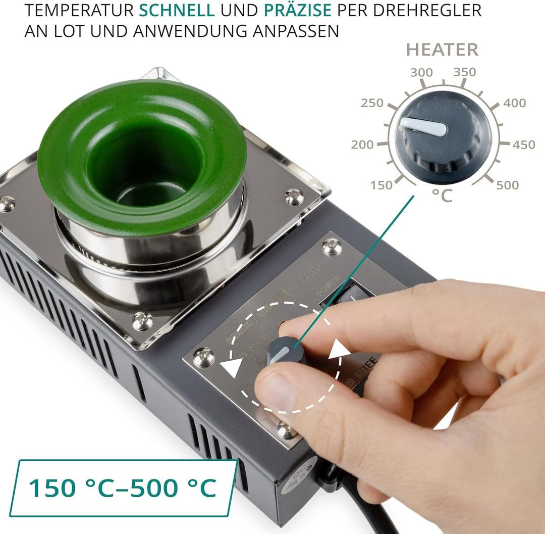 QUICK sensorgeregelter Löttiegel Titanium beschichtet 400 W Lötbad mit Ø54 mm 150-450°C für bleifrei