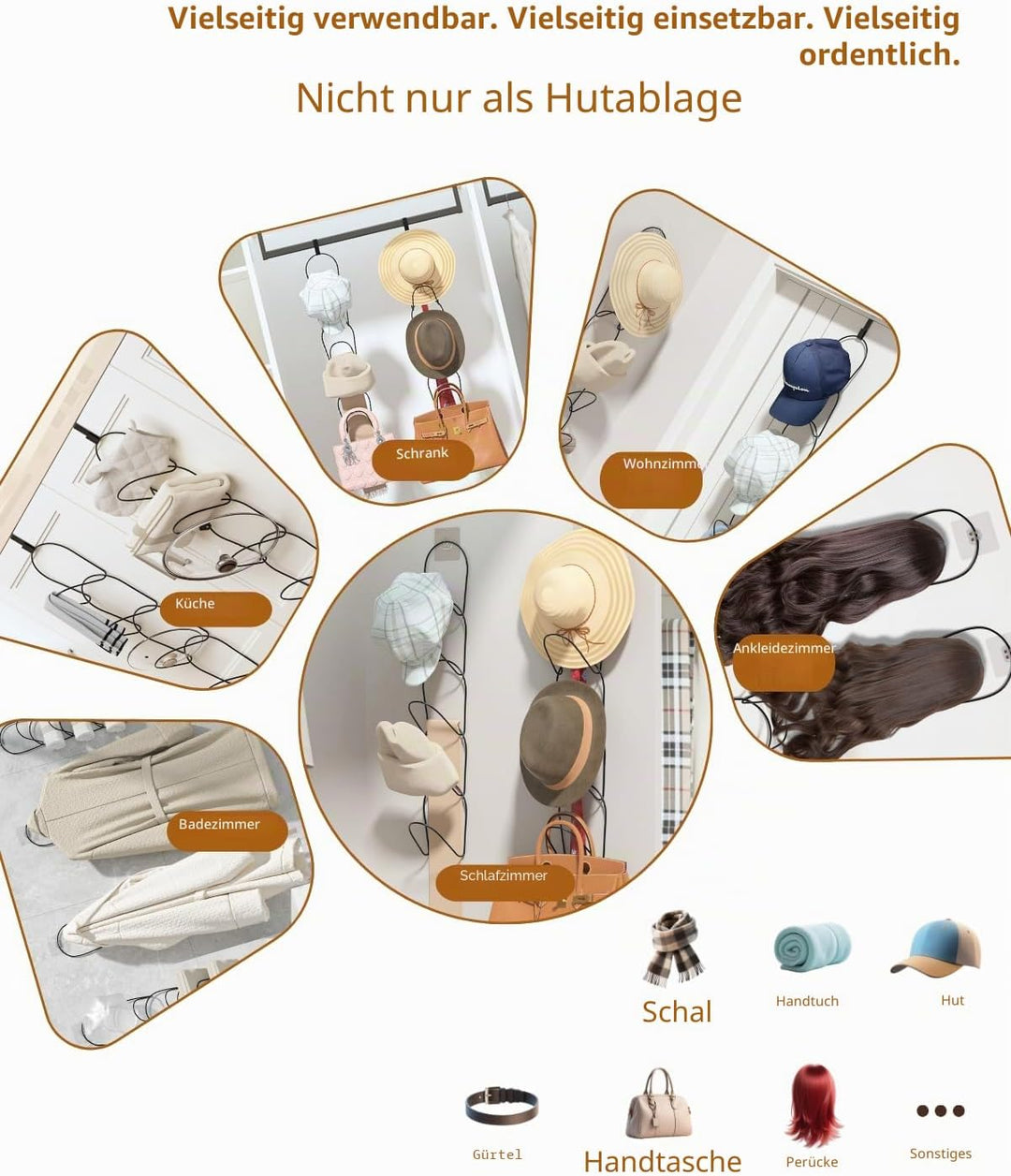 LINFIDITE Cap Halter Tür Hut Racks, Baseball Cap Halterung Schrank hängende Einstellbare Huthalter,f