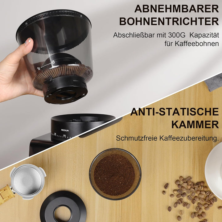 Biolomix Elektrische Kegelmühlen Mit Touchscreen Digitaltimer Display Und Portafilter Wiege, Elektri