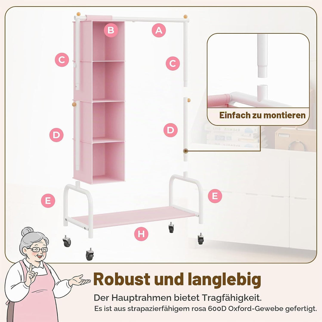 GRANNY SAYS Kinderkleiderstange mit hängendem Organizer, Kinderkleiderstange mit Rollen, Kleiderstän