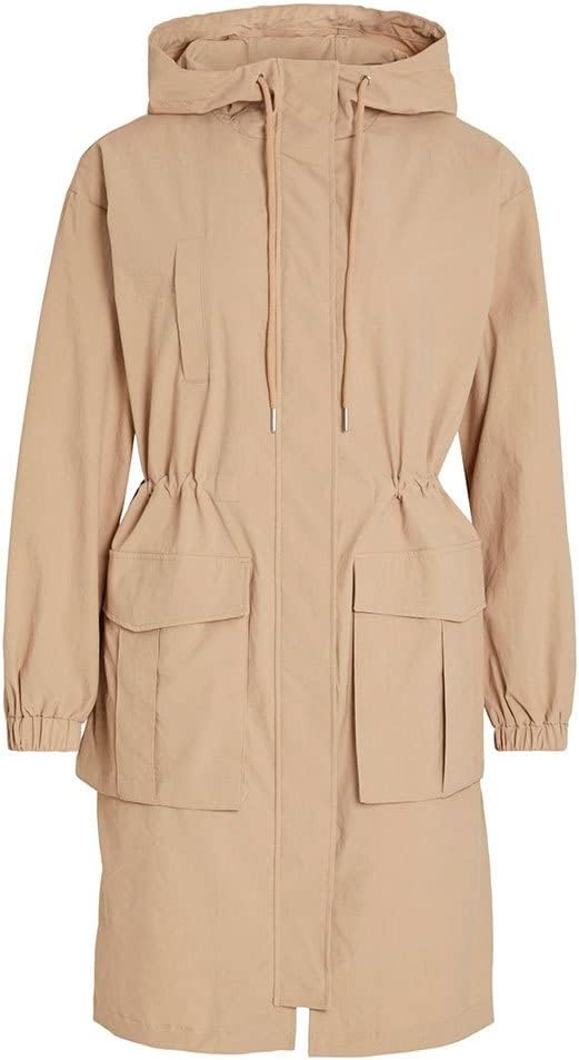 Vila Damen Visiliana Long Jacket-Noos Parka, 36 Sesame