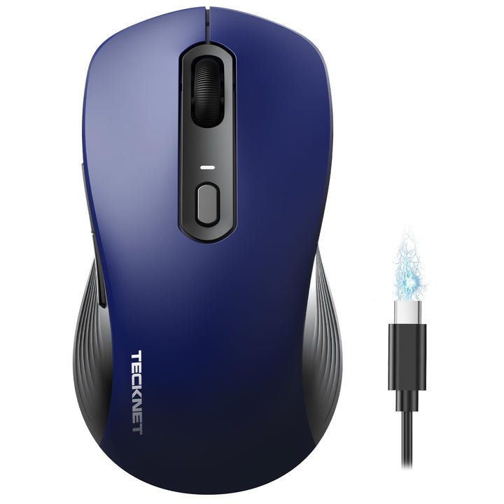 TECKNET Bluetooth Maus, PC Maus Kabellos, Wiederaufladbar Computer Maus 4800 DPI, (BT 5.0/3.0+2.4 GH