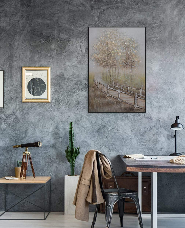 KunstLoft Leinwandbild | 100% HANDGEMALT | 60x90cm | Gemälde 'Secret Path' | Landschaften | Braun |