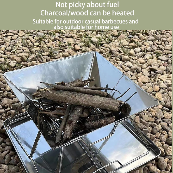 Faltbarer Lagerfeuer-Grill, Camping-Feuerstelle mit Tragetasche, Faltbar BBQ Feuerstelle Grill für C