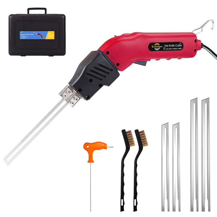 Komsepor 200W Styroporschneider Elektrische Heissmesser Schaumschneider mit 4 Nichrom Klingen 0-600℃