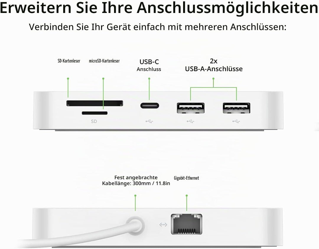 Belkin 6-in-1-USB-C-Hub, rückseitig montierbare Dockingstation für iMac 24″ mit SD-/microSD-Kartenle