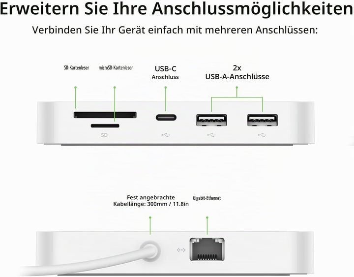 Belkin 6-in-1-USB-C-Hub, rückseitig montierbare Dockingstation für iMac 24″ mit SD-/microSD-Kartenle