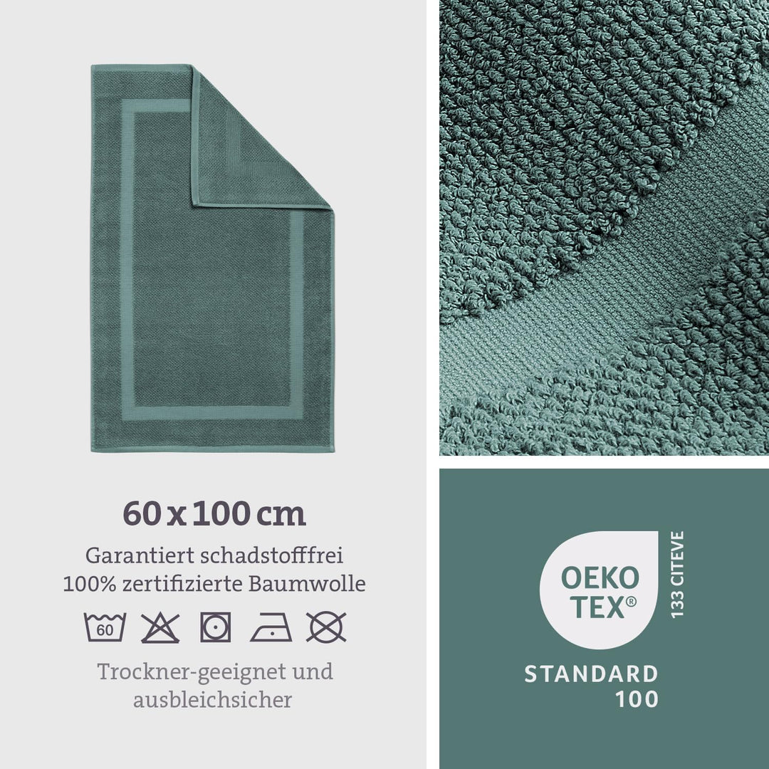 herzbach home Badvorleger 100% Baumwolle | Duschvorleger | 1.000 g/m² | Saugfähig | Waschbar (Ozeang