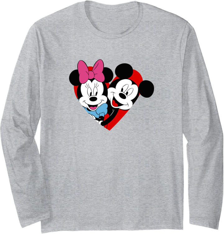Disney Mickey & Minnie Valentinstag Heart Portrait Retro Langarmshirt