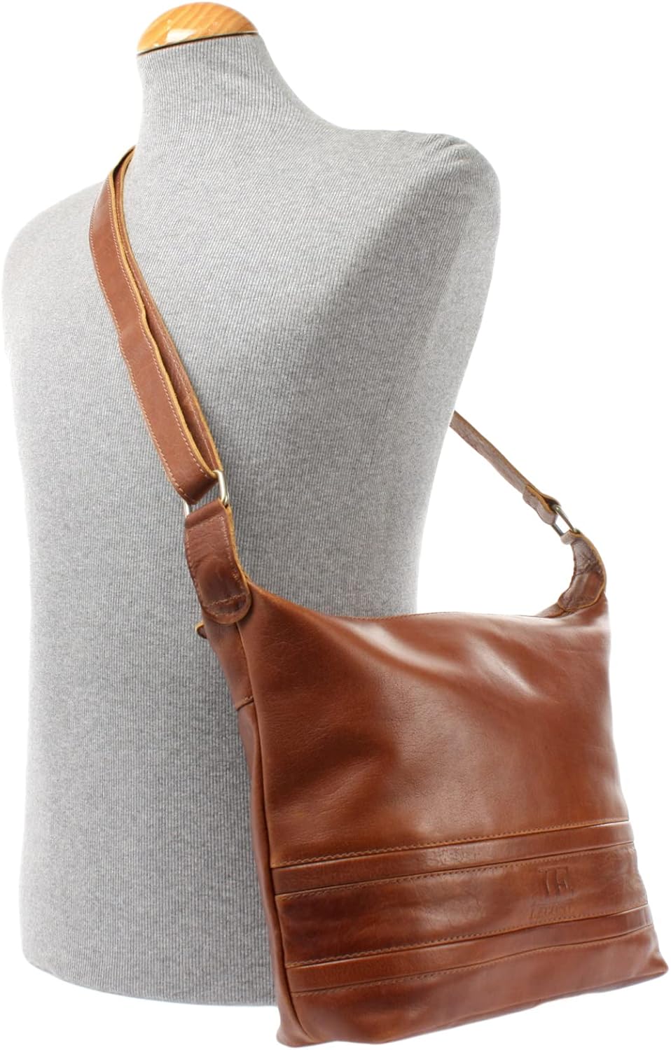 LECONI Schultertasche Damentasche Umhängetasche natur weiche Ledertasche Handtasche Damen Leder 33x2