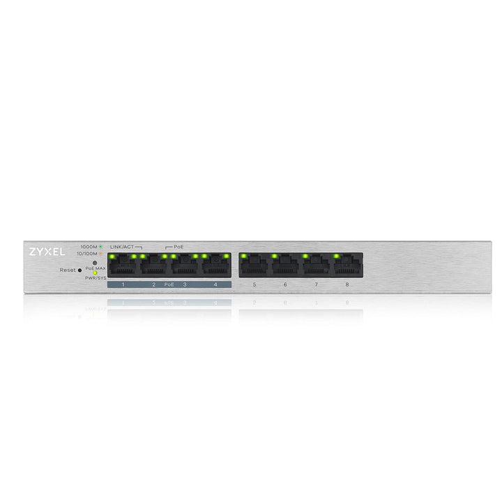 Zyxel 8-Port Gigabit Web / Smart Managed PoE+ Switch mit einem Budget von 60 Watt, Lifetime Garantie