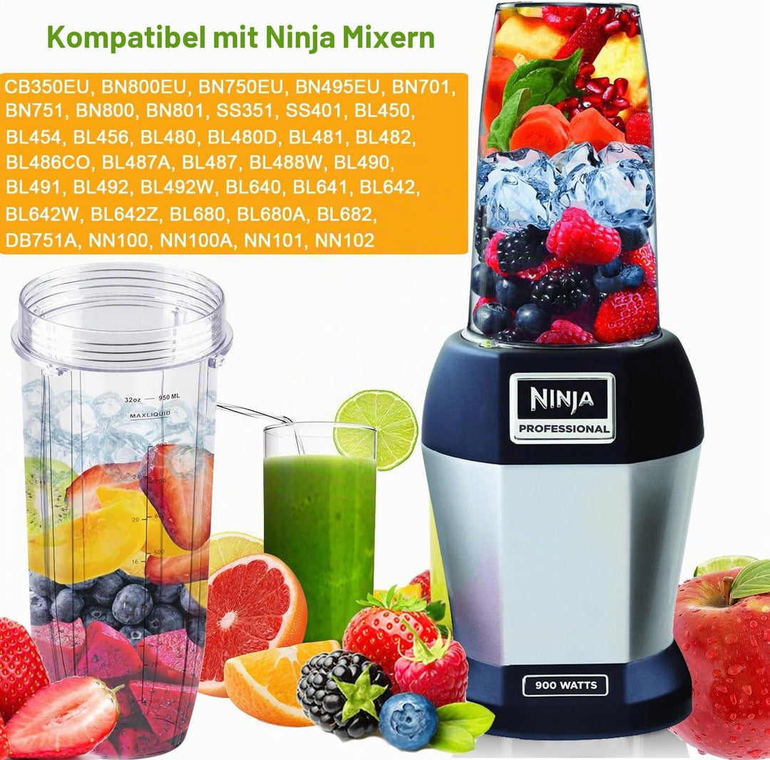 Yur1help 950ml Entsafter Becher Ersatzteile Kompatibel mit Nutri Ninja Auto-iQ Mixer, Tassen Zubehör