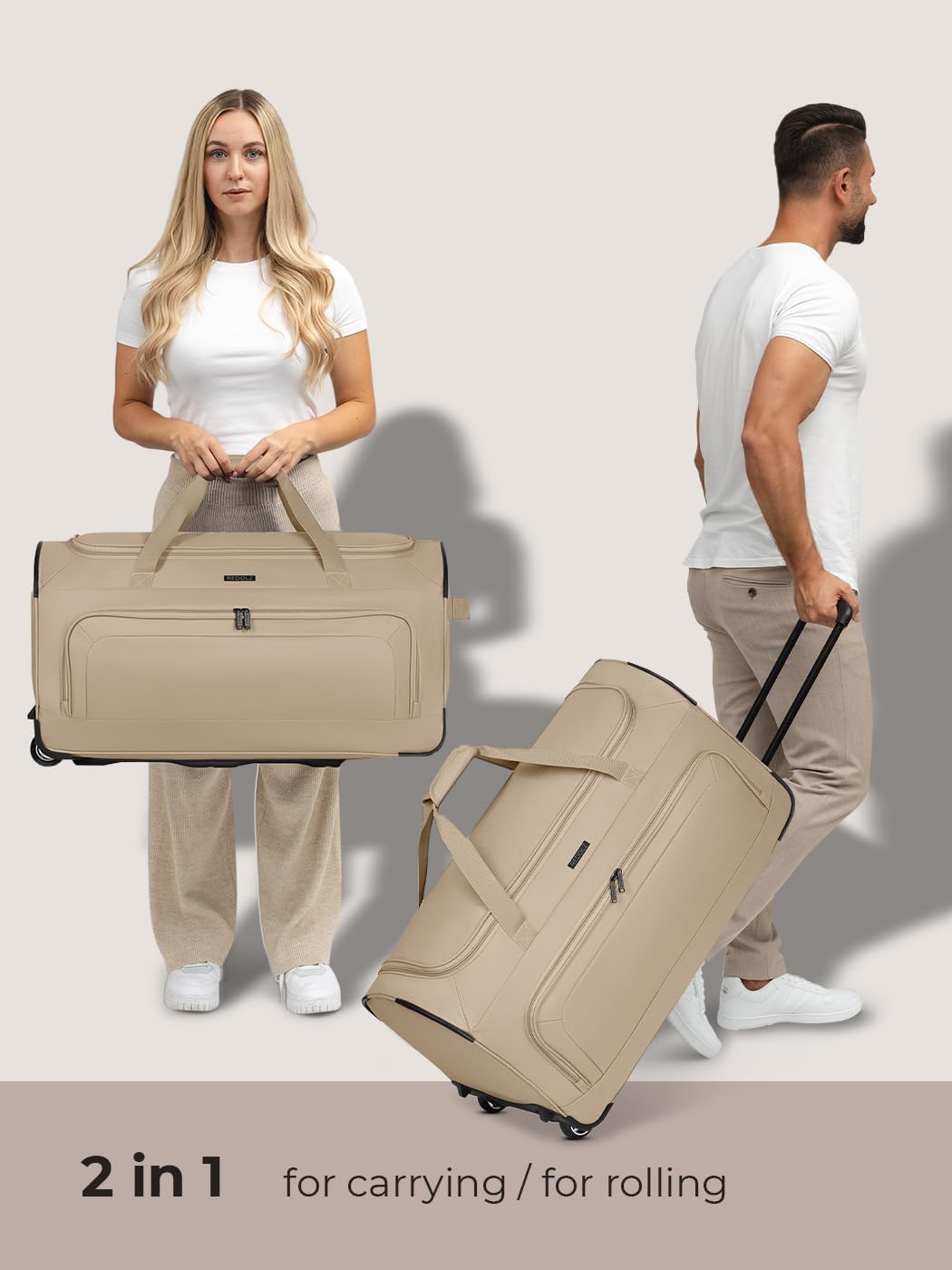 REDOLZ grosse L Trolley-Reisetasche mit Rollen 71 cm | 81 Liter | für Männer & Frauen (Duffle Essent