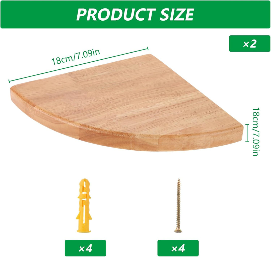 2 Stück Eckregal Hängend Holz, 18 cm Wandregal Ecke, Eckregal Wand für Schlafzimmer, Badezimmer und