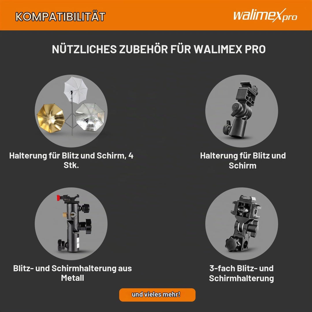 Walimex Pro Reflexschirm Schwarz/Weiss 180cm für Produktfotografie - Weiche, neutrale Lichtführung,