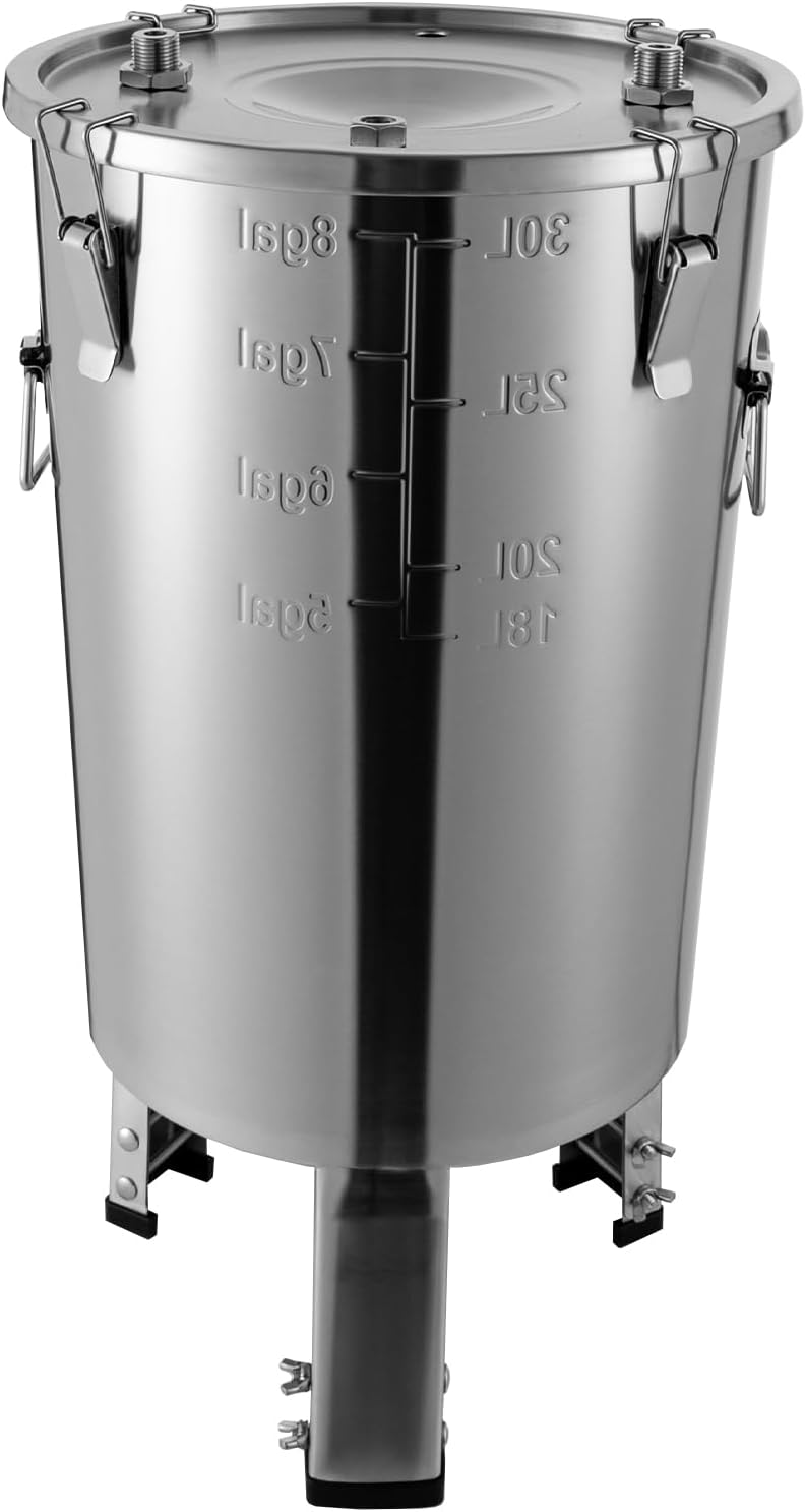 32L Edelstahl Gärbehälter Bierbrauanlage mit Kühlspirale | Bierbraugerät Braueimer-Fermenter ür Bier