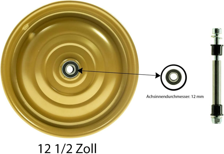 12 1/2 Zoll Scheibenrad Anhänger Handwagen Laufrad Rad Felge Klaufix DDR Gold | 1 Stück