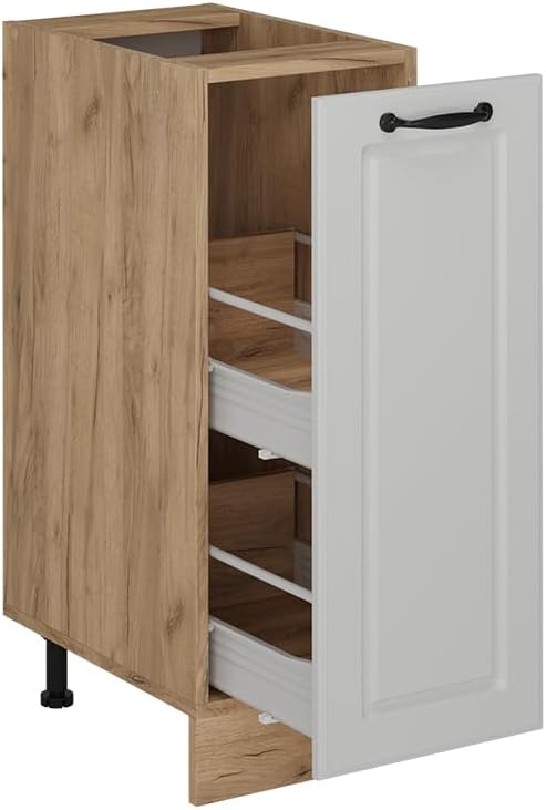 Vicco Apothekerschrank R-Line, Weiss Landhaus, 30 cm ohne Arbeitsplatte, zur freien Kombination inne