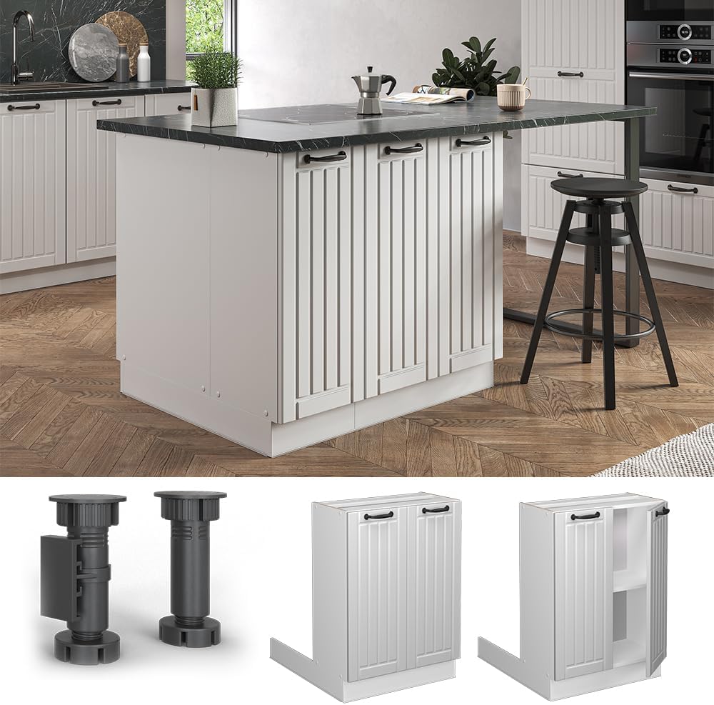 Vicco Kücheninsel Fame-Line, Weiss Landhaus/Weiss, 60 cm ohne Arbeitsplatte Weiss Landhaus Regalinse
