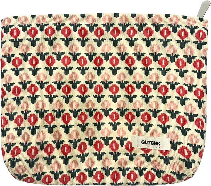 Make-up-Tasche für Damen, Cord-Kosmetiktasche, ästhetisches Design, Damen-Tragetasche, Federmäppchen