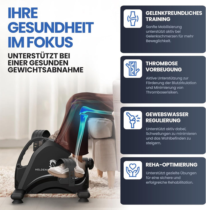 HELDENWERK Pedaltrainer Basic Set - TÜV/GS geprüft inkl. Befestigungsgurt & Anti-Rutschmatte - Arm-