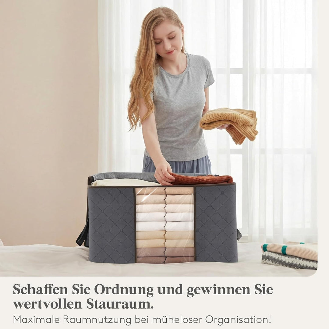 Lifewit 4 Stück 90L Aufbewahrungstasche, Aufbewahrungsbox mit Deckel, Gross Kleideraufbewahrung Umzu