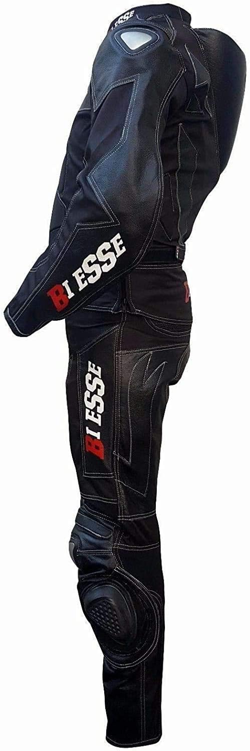 BI ESSE Motorradanzug für Erwachsene, aus Leder und Textil, 2-teilig, Jacke und Hose, verstellbar, m
