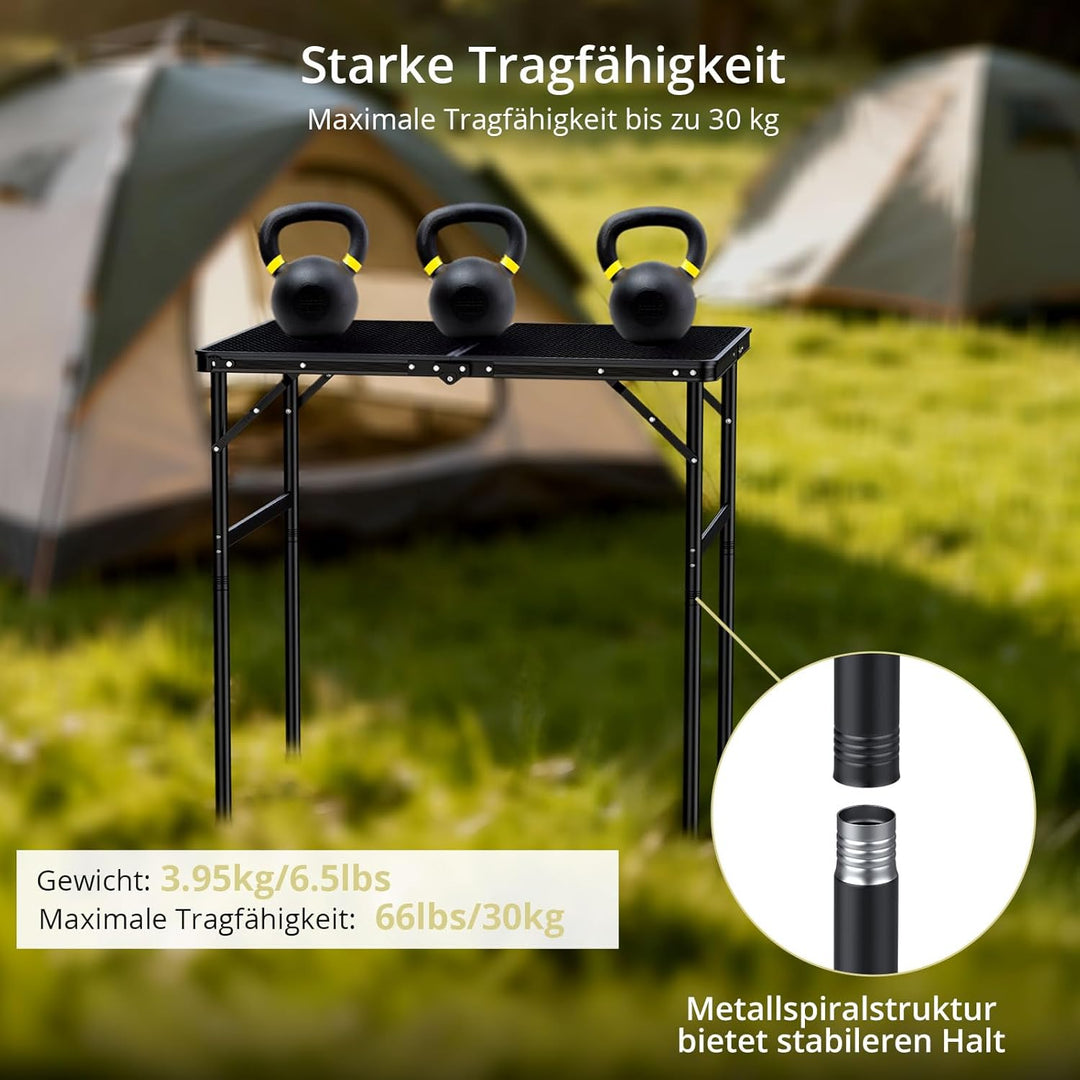 Anbte Campingtisch Grilltisch Metallgitter Tischplatte Höhe Verstellbar Aluminium Rahmen Klapptisch