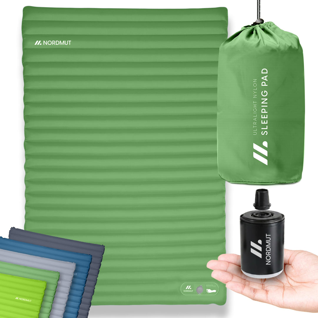 NORDMUT® Isomatte Selbstaufblasend 2 Personen - Outdoor Matratze 10cm Ultra komfortabel - Luftmatrat