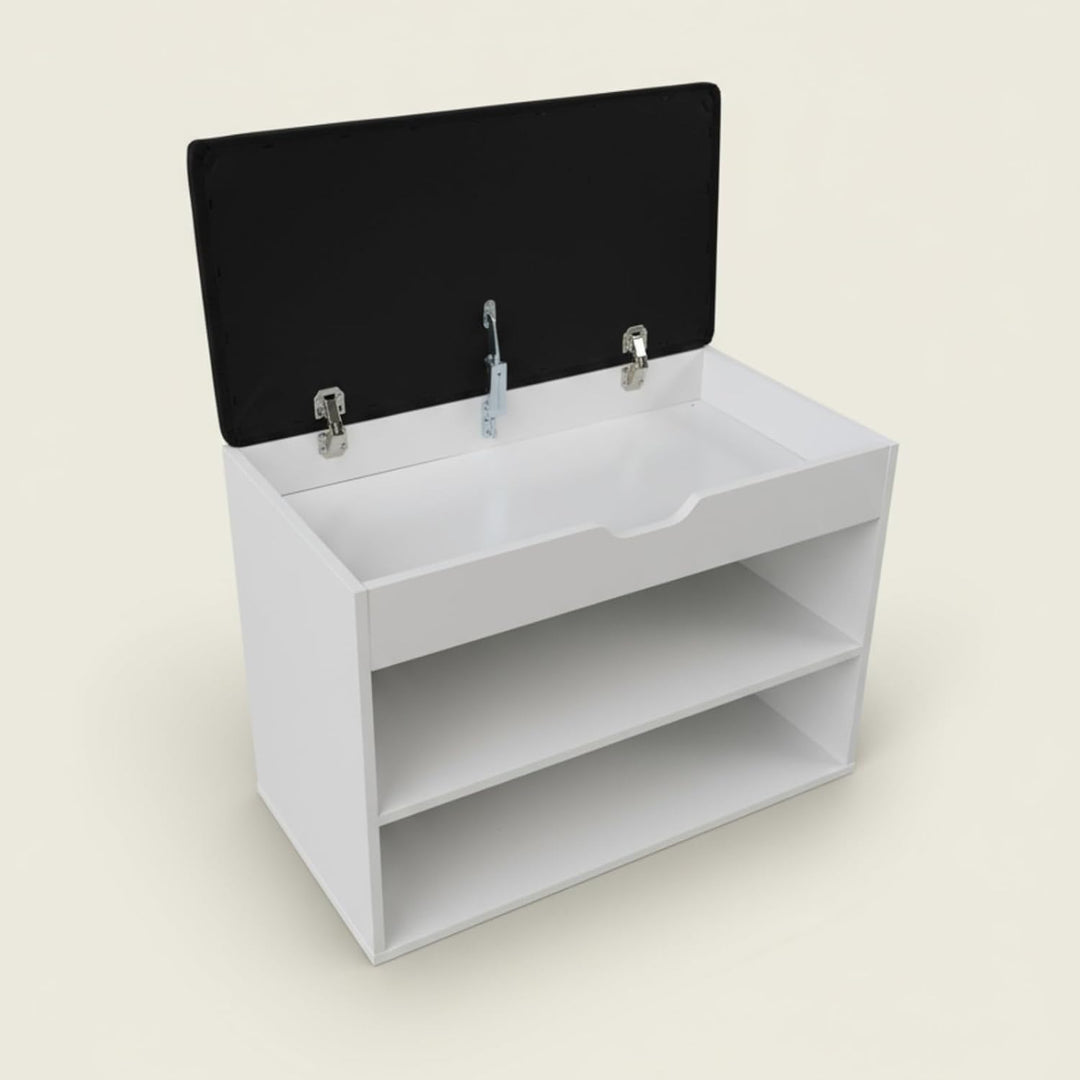 BOXIMO Schuhschrank mit Sitzbank, 60 x 30 x 47 cm, MDF und Polyester Bezug, Flurbank mit Stauraum, S