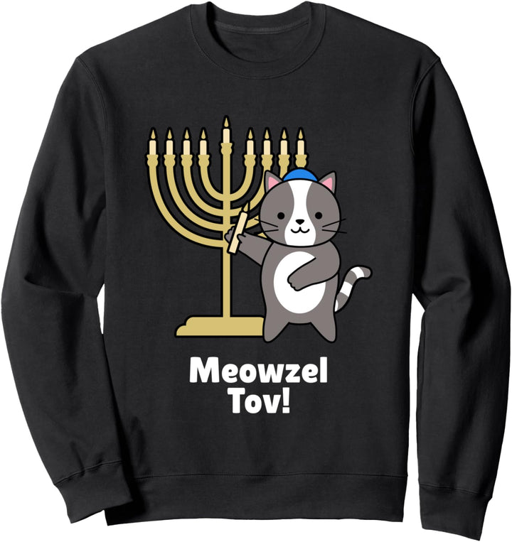 Funny Hanukah Jewish Hannukah Cat Lover Meowzel Tov Sweatshirt