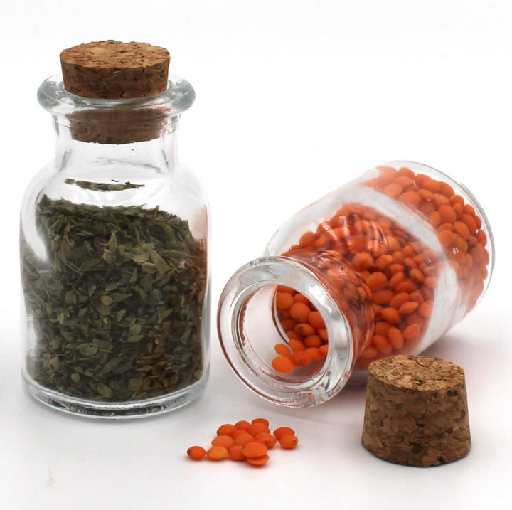 gouveo 48er Set Gewürzgläser 30 ml rund mit Korken - Kleine Korkengläser mit Korkverschluss - Leere