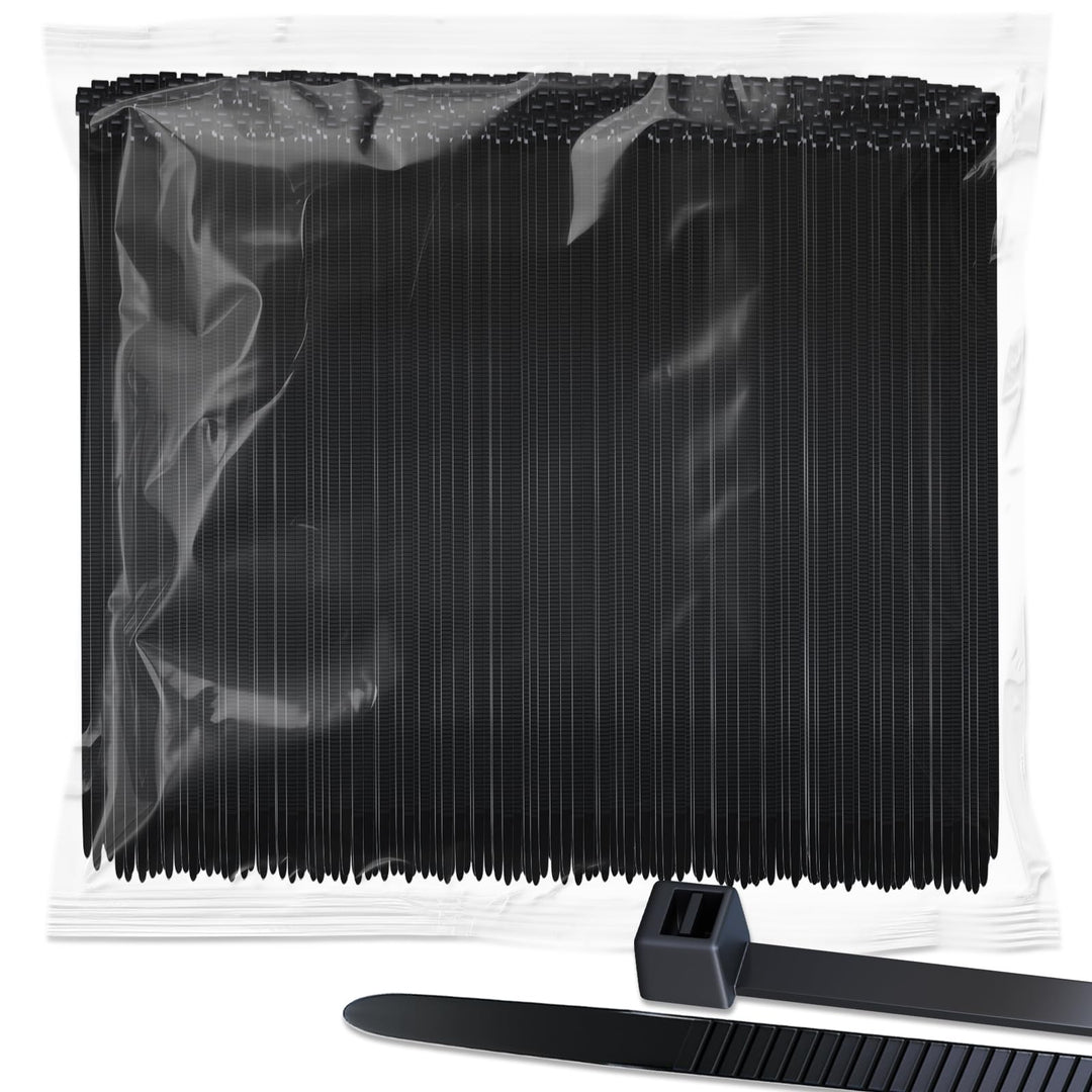 ZENIX Kabelbinder Schwarz 4.8mm x 200mm, 1100 Stück Kabelbinder UV Beständig lang, Schwarze Binder m