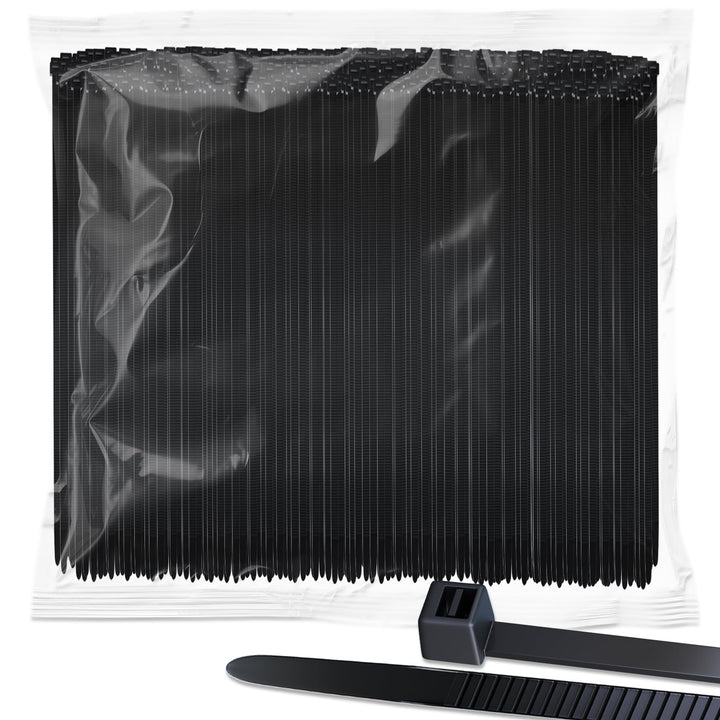ZENIX Kabelbinder Schwarz 4.8mm x 200mm, 1100 Stück Kabelbinder UV Beständig lang, Schwarze Binder m