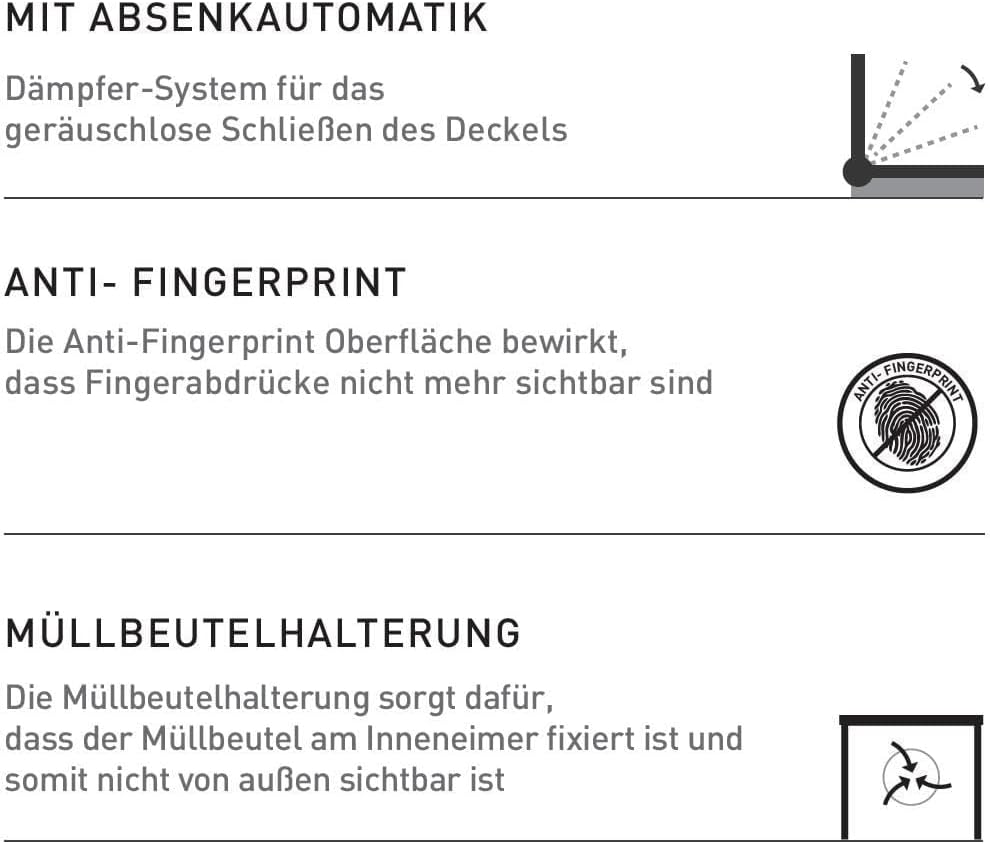 Primaster Treteimer Classic 5 l Edelstahl Kosmetikeimer Badeimer Mülleimer