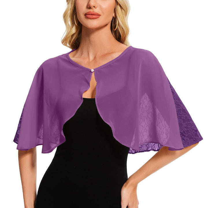 Damen Spitzen Schal Stola Chiffon Umhang Cape Capelets für Hochzeit Abendkleid Braut Party Elegant S