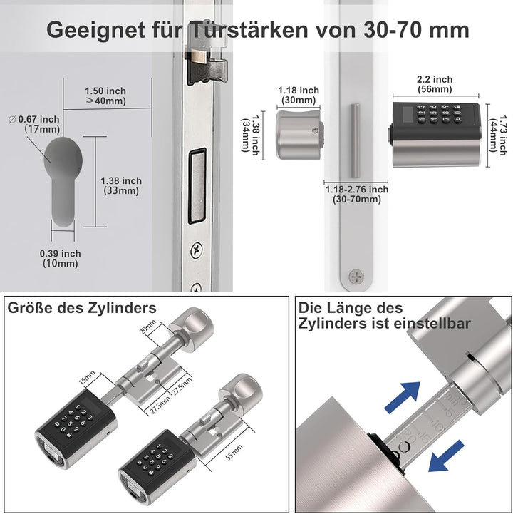WELOCK PCB51 Elektronisches Türschloss mit Passwort,RFID-Karte,APP,WiFi,Elektronisches Türschloss ha