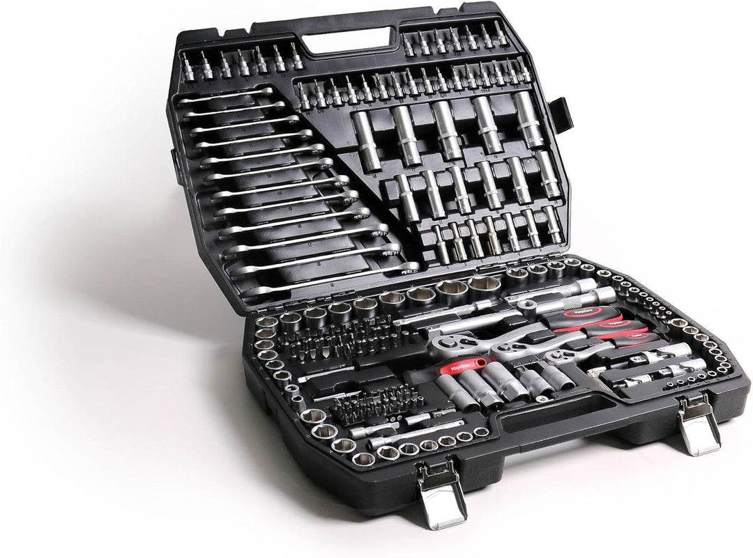 Mephisto Steckschlüssel Satz Ratschenkoffer/Umschaltknarre Premium XXL 216-teilig mit Chrom, Vanadiu